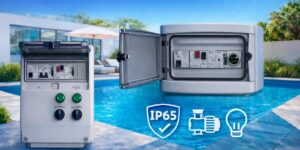 cuadros estancos para piscina con protecciones eléctricas y control de bomba e iluminación
