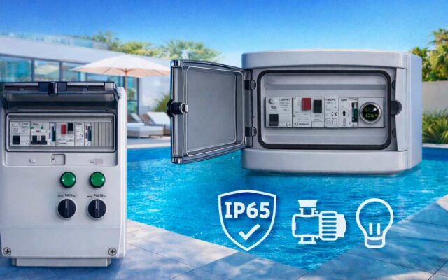 cuadros estancos para piscina con protecciones eléctricas y control de bomba e iluminación