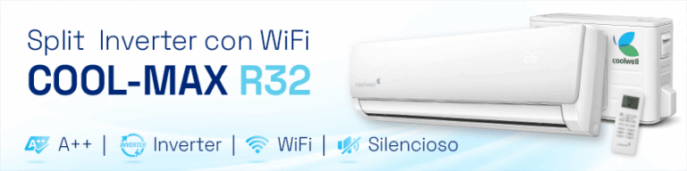 Aire acondicionado 3500 frigorías inverter COOL-MAX R32 con WiFi, alta eficiencia A++ y funcionamiento silencioso