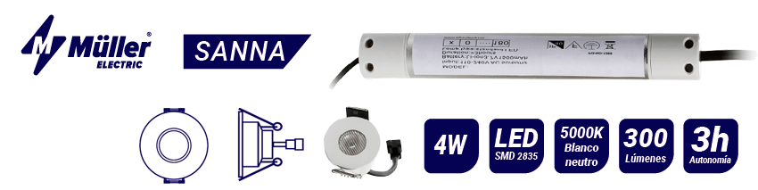Luminaria de emergencia LED empotrable Müller