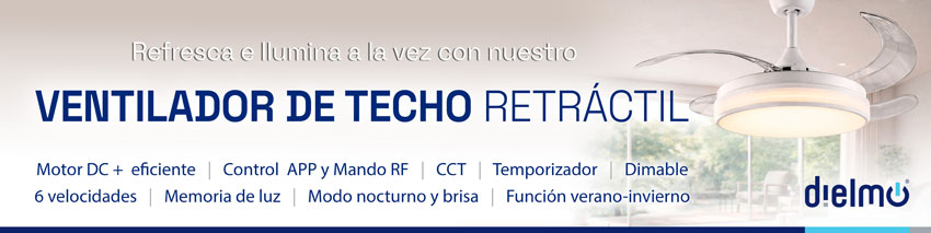 Ventilador de techo retráctil con motor DC y luz LED
